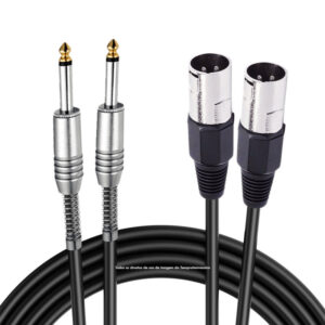 Cabo de Áudio Blindado XLR Macho Duplo P10 Duplo 10 Metros