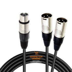 Cabo de Áudio Blindado Y XLR Fêmea XLR Macho Duplo 6 Metros